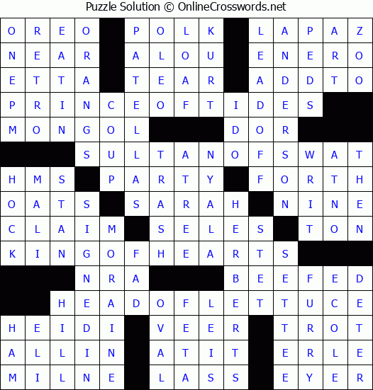 Solution for Crossword Puzzle #4709