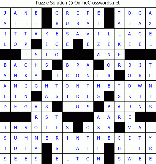 Solution for Crossword Puzzle #4715