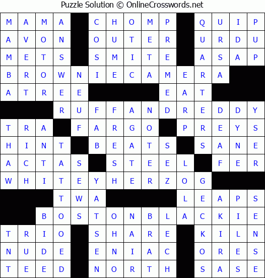 Solution for Crossword Puzzle #4716