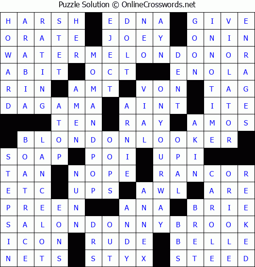 Solution for Crossword Puzzle #4719
