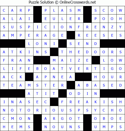 Solution for Crossword Puzzle #4720