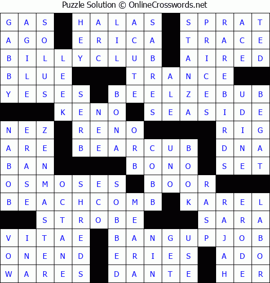 Solution for Crossword Puzzle #4721