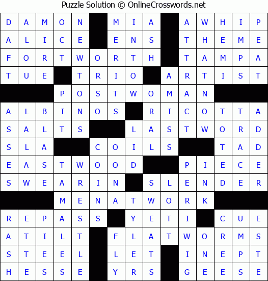 Solution for Crossword Puzzle #4723