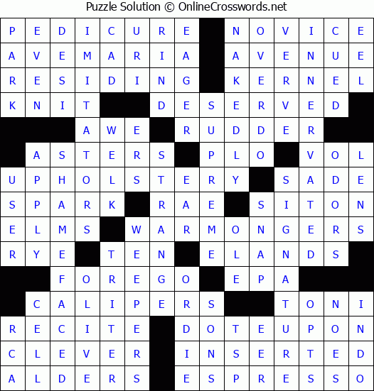Solution for Crossword Puzzle #4724