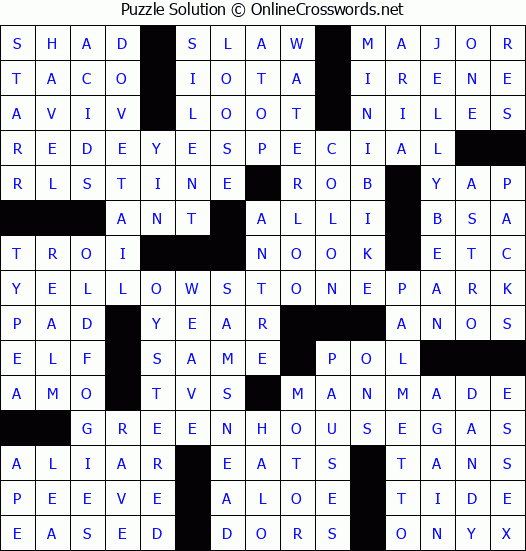 Solution for Crossword Puzzle #4726