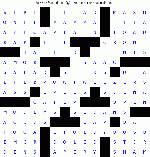 Solution for Crossword Puzzle #4729