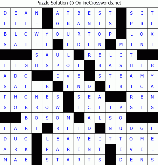 Solution for Crossword Puzzle #4730