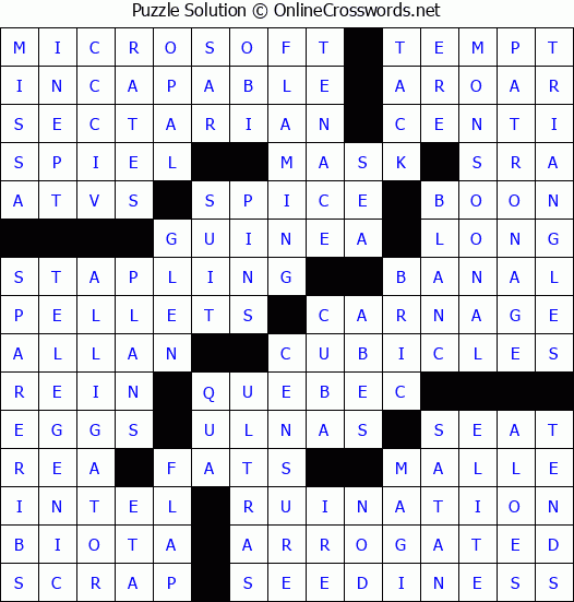 Solution for Crossword Puzzle #4731