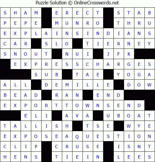 Solution for Crossword Puzzle #4732