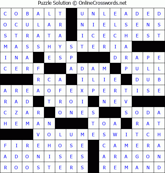 Solution for Crossword Puzzle #4733