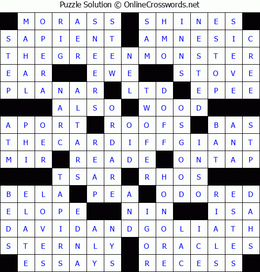 Solution for Crossword Puzzle #4734