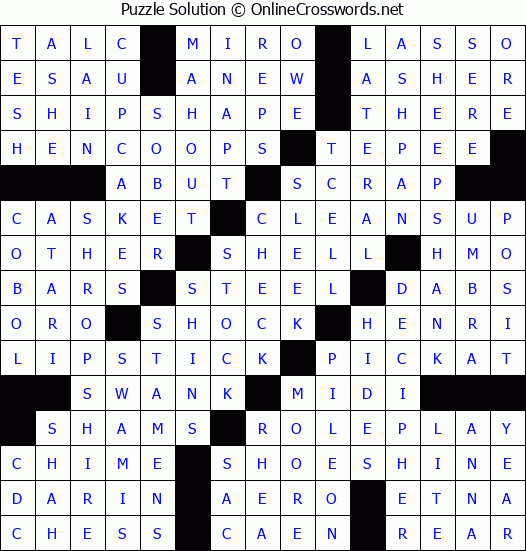 Solution for Crossword Puzzle #4735
