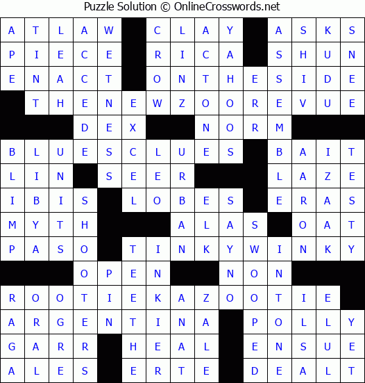 Solution for Crossword Puzzle #4736