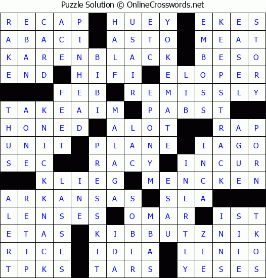 Solution for Crossword Puzzle #4750