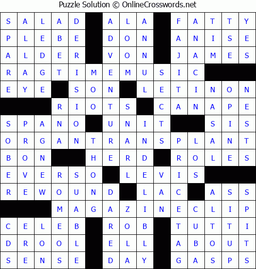 Solution for Crossword Puzzle #4751