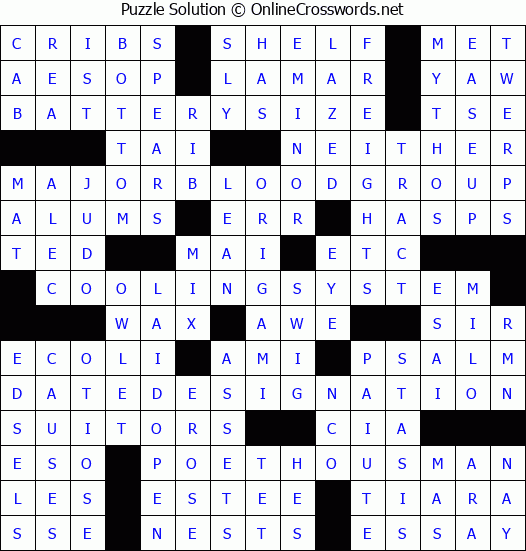 Solution for Crossword Puzzle #4760