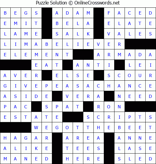 Solution for Crossword Puzzle #4762