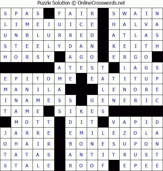 Solution for Crossword Puzzle #4766
