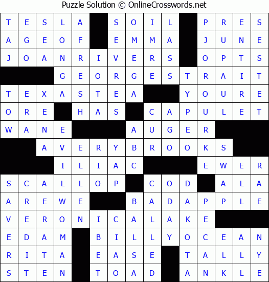 Solution for Crossword Puzzle #4767