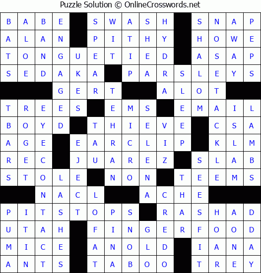 Solution for Crossword Puzzle #4768