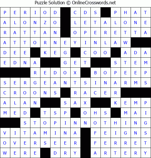 Solution for Crossword Puzzle #4770