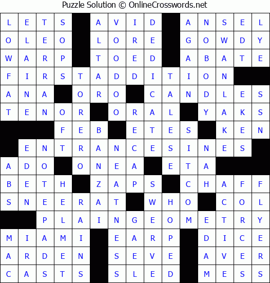 Solution for Crossword Puzzle #4771