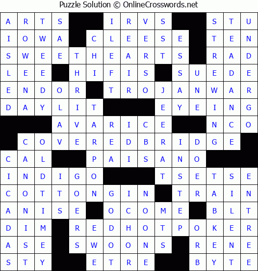 Solution for Crossword Puzzle #4772