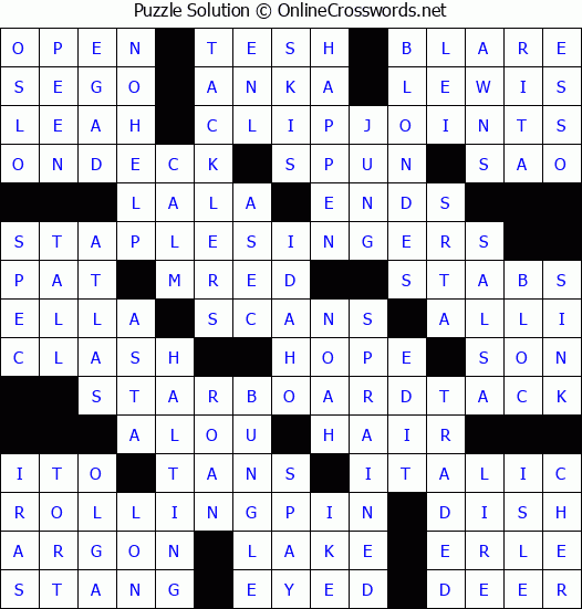 Solution for Crossword Puzzle #4776