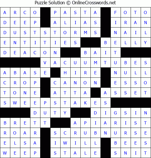 Solution for Crossword Puzzle #4777