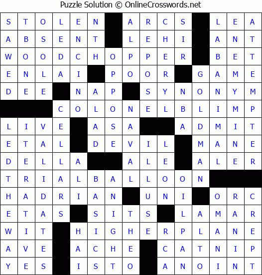 Solution for Crossword Puzzle #4781