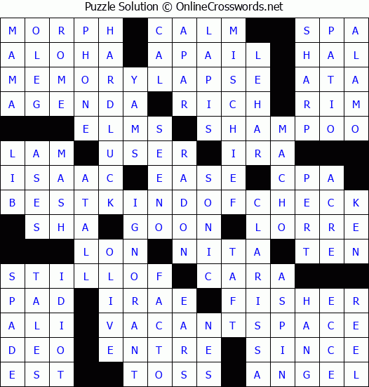 Solution for Crossword Puzzle #4782