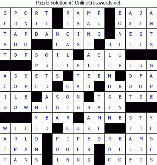 Solution for Crossword Puzzle #4785