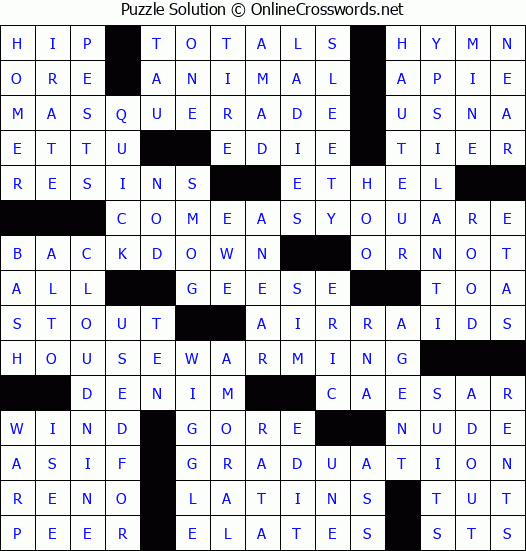 Solution for Crossword Puzzle #4786