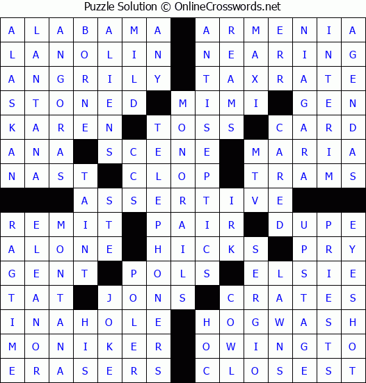 Solution for Crossword Puzzle #4787