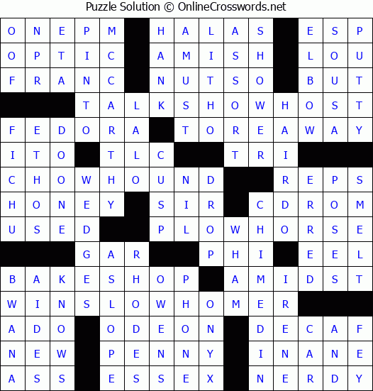 Solution for Crossword Puzzle #4789