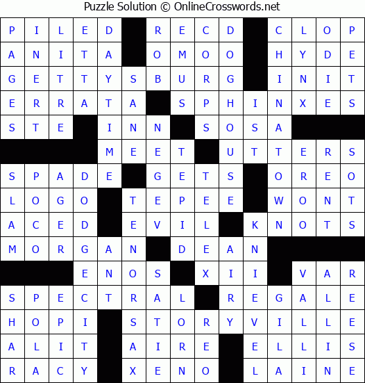 Solution for Crossword Puzzle #4791