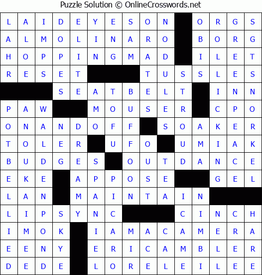Solution for Crossword Puzzle #4794