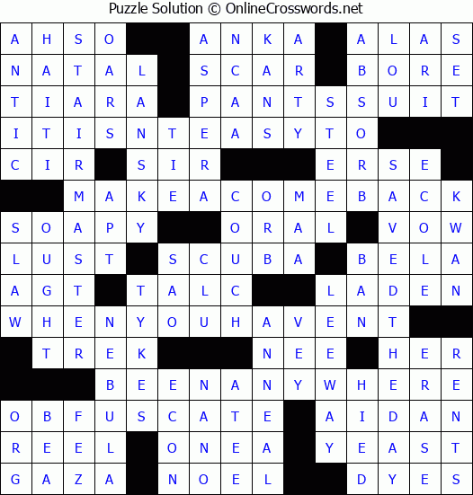 Solution for Crossword Puzzle #4796
