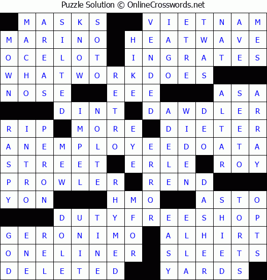 Solution for Crossword Puzzle #4800