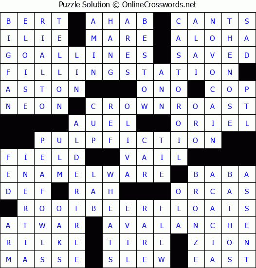 Solution for Crossword Puzzle #4804