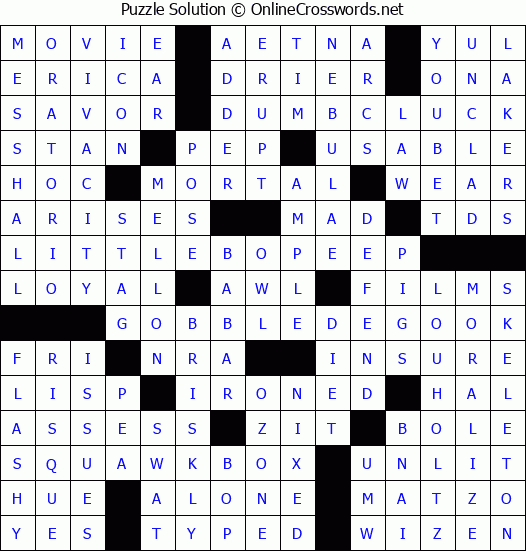 Solution for Crossword Puzzle #4805