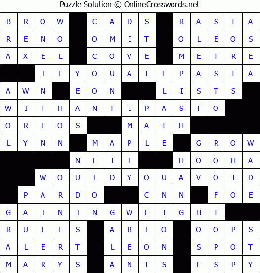 Solution for Crossword Puzzle #4817