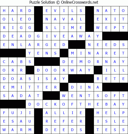 Solution for Crossword Puzzle #4819