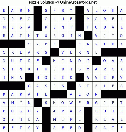 Solution for Crossword Puzzle #4821