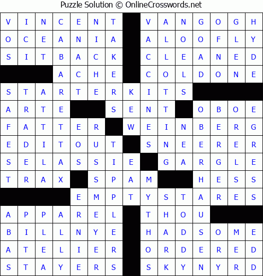 Solution for Crossword Puzzle #4822