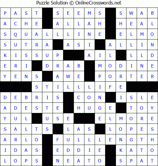 Solution for Crossword Puzzle #4823