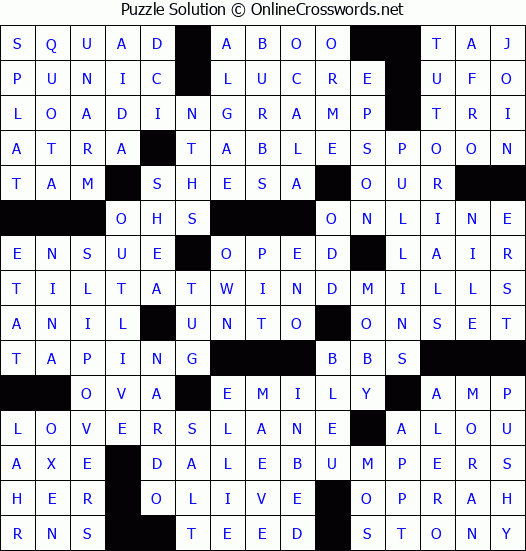 Solution for Crossword Puzzle #4825