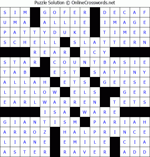 Solution for Crossword Puzzle #4834