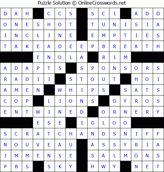 Solution for Crossword Puzzle #4836