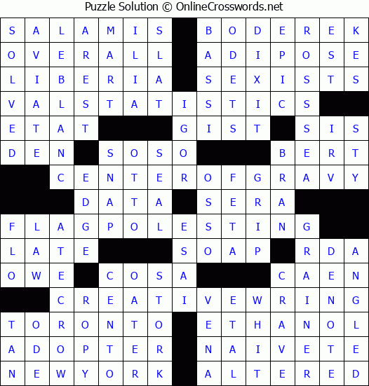 Solution for Crossword Puzzle #4837